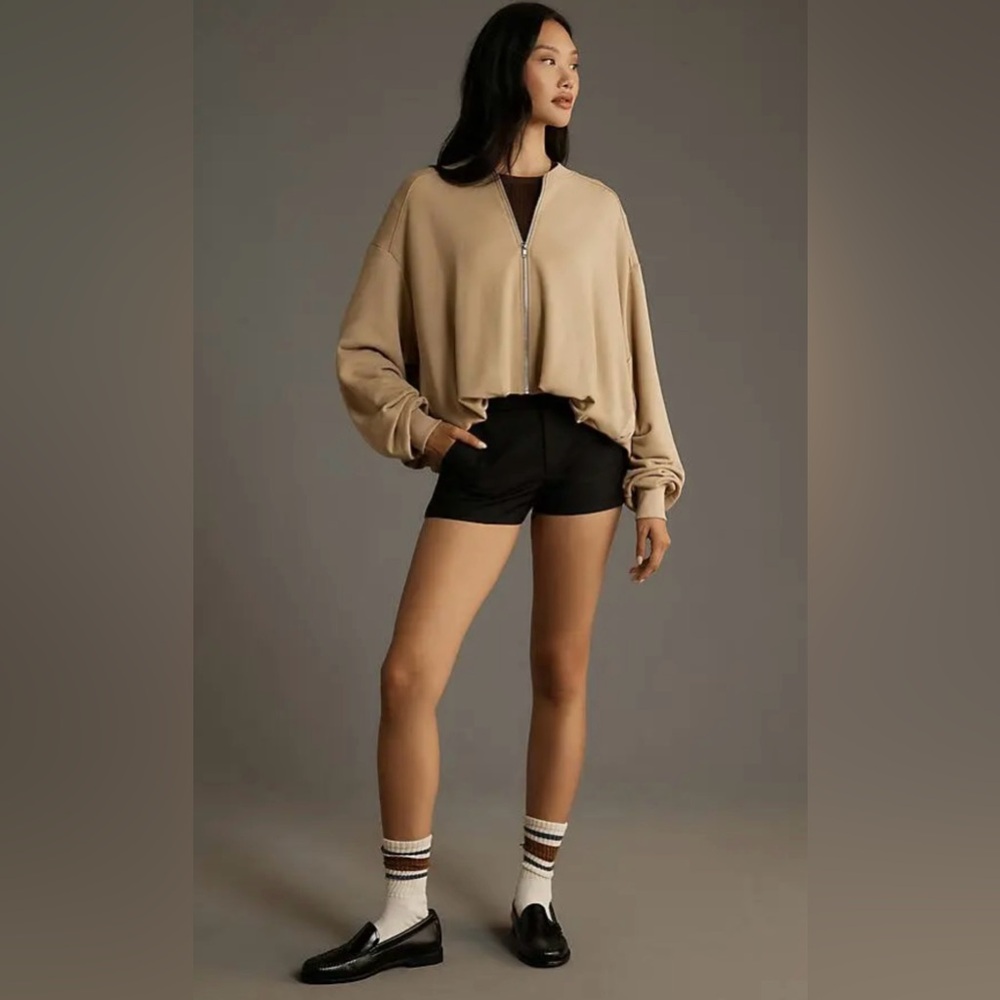 Anthropologie Pilcro Bubble Bomber Jacket Oversized Cropped Full Zip Slouchy Fit